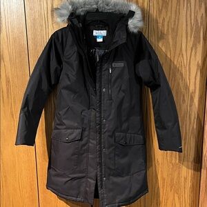 Columbia Black Parka with Faux Fur Trim Hood